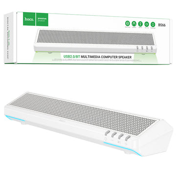 Boxa Portabila Hoco BS66, BT 5.4, 2 × 3 W, Dual-Conectivitate BT + USB, Design Plat - Alb