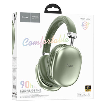 Casti Wireless Hoco W35 Max, Over Ear, BT 5.3, Stand-By 200h, 800mAh, Suport Card, Joy - Verde