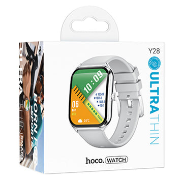Hoco (Y28) - Ceas SmartWatch, Sport, BT 5.2, Amoled, functie de apel, 200mAh, Multilanguage, Silver