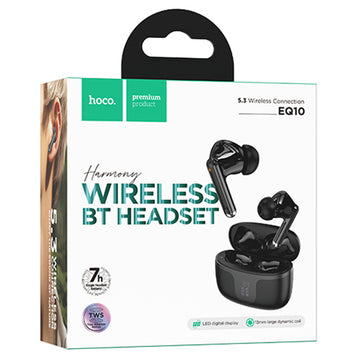 Casti Wireless Hoco EQ10, Ear Buds, BT 5.3, 180h StandBy, 300mAh, Power LED, Harmony - Negru