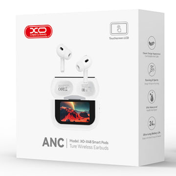 Casti Wireless In-Ear XO X48, Ecran LED, Baterie 30/350mAh, Functii multiple - Alb