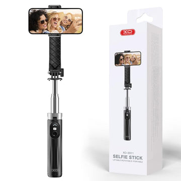 Suport Stand XO SS11, tip Selfie, Brat Telescopic, 4 Picioare, 100cm, Reinforced - Negru