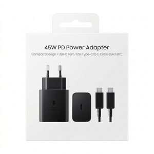 Incarcator Retea + Cablu USB-C 1.8 Metri OEM T4510NBC, 45W, 5A, 1xUSB-C, PD, Fast Charging - Negru