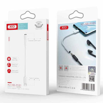 Cablu Audio XO NB-R161, USB-C la Jack 3.5mm F, 14cm - Alb