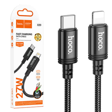 Cablu Date si Incarcare Hoco X89, USB-C la Lightning, PD, QC, 2m - Negru