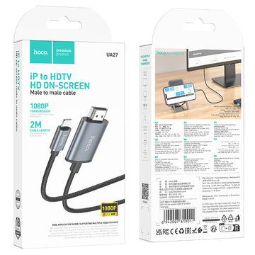Cablu Audio si Video Hoco UA27, Lightning la HDMI, HD 1080P, 2m - Gri