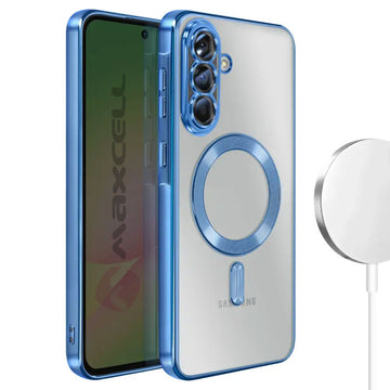 Husa Plating pentru Samsung S24, Silicon cu MagSafe, ElectroEdge - Albastru