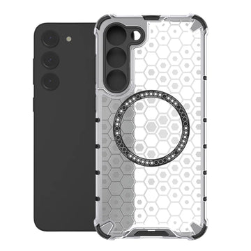Husa HoneyComb pentru Samsung S23, Magnet MagCase, AntiDrop Corners - Alb