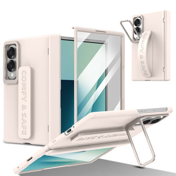 Husa pentru Samsung Z Fold 8, pentru Samsung Galaxy Z Fold 8, Suport Rabtabil Si Maner, Camera Bracket - Crem