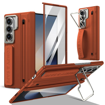 Husa pentru Samsung Z Fold 8 Ultra, pentru Samsung Galaxy Z Fold 8 Ultra, Suport Rabtabil Si Maner, TouchPen, Camera Bracket - Maro