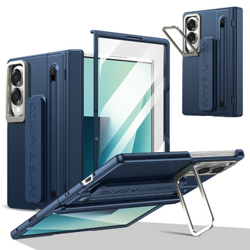 Husa pentru Samsung Z Fold 8, pentru Samsung Galaxy Z Fold 8, Suport Rabtabil Si Maner, TouchPen, Camera Bracket - Albastru