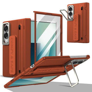 Husa pentru Samsung Z Fold 8, pentru Samsung Galaxy Z Fold 8, Suport Rabtabil Si Maner, TouchPen, Camera Bracket - Maro