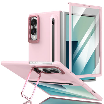 Husa pentru Samsung Z Fold 8, Pentru Samsung Galaxy Z Fold 8, Camera Bracket, Antisoc, Touchpen - Roz