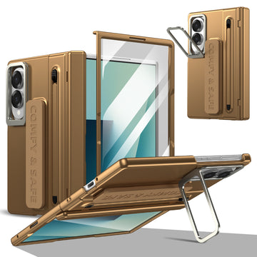 Husa pentru Samsung Z Fold 8, pentru Samsung Galaxy Z Fold 8, Suport Rabtabil Si Maner, TouchPen, Camera Bracket - Auriu