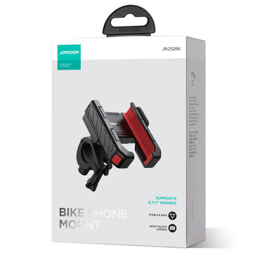 Suport Moto/Bike Joyroom JR-ZS266, cu Cleme Laterale, Montaj Ghidon, 2 Corners - Negru / Rosu
