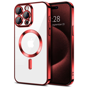 Husa Plating pentru iPhone 11, Silicon cu MagSafe, ElectroEdge - Rosu