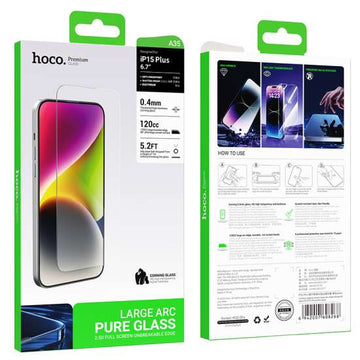 Folie Sticla Hoco A35 pentru iPhone 15 Plus, ArcEdge, AntiDust