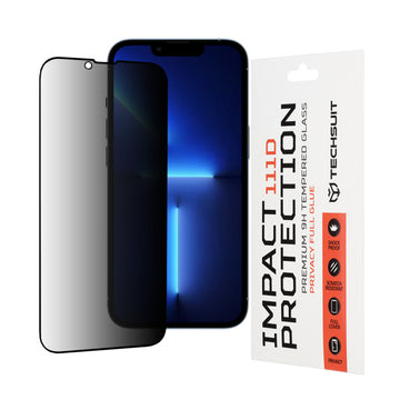 Folie Privacy pentru iPhone 14 Plus, 13 Pro Max, Full Glass - Transparent / Negru