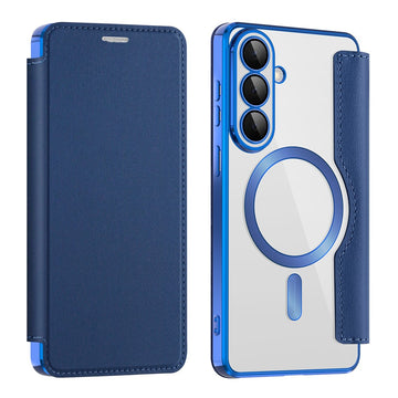 Husa MagFlip pentru Samsung S26, Magnet, RFID Protect, Piele, Chrome Edge - Bleumarin