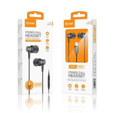 Casti cu Fir X-Start EJ252, In Ear, USB-C, 1.2m, Mic & Volume Key, 15 Series, Digital, Balck