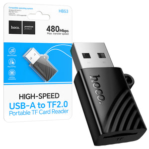 Hoco HB53, Cititor de Carduri 2-in-1, SD/TF, cu Conector USB-A, 480Mbps - Negru