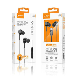 Casti cu Fir X-Start EJ200, In Ear, USB-C, 1.2m, Mic & Volume Key, Classic Series, Balck