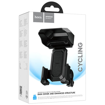 Suport Moto/Bike Hoco H31, cu Cleme Laterale, Montaj Ghidon///Oglinda, Rain Cover - Negru