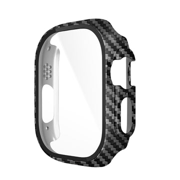 Folie Integrata Hoco WS6, Rama Protectie cu Folie Integrata, iWatch Ultra, 3D PC, 49mm, Carbon