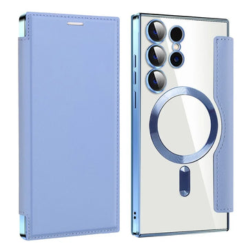 Husa MagFlip pentru Samsung S24 Ultra, Magnet, RFID Protect, Piele, Chrome Edge - Albastru cer