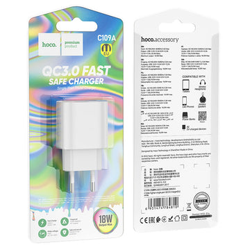Incarcator Retea Hoco C109A, 18W, 1xUSB-A, QC 3.0 - Alb