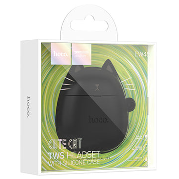 Casti Wireless Hoco EW45, Ear Buds, BT 5.3, 200mAh, + Husa CatCase - Magic / Negru