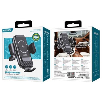 Suport Auto cu Incarcare Wireless Kaku KSC-1158, Ventilatie, Cleme Laterale - Negru