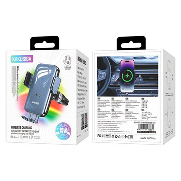 Suport Auto cu Incarcare Wireless Kaku KSC-1188, Ventilatie, Cleme Laterale - Negru