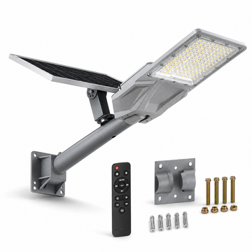 Lampa stradala solara LED Pexor 800W Premium, panou cu incarcare rapida inclusiv pe vreme innorata, autonomie 12 ore, carcasa metalica, telecomanda, IP67