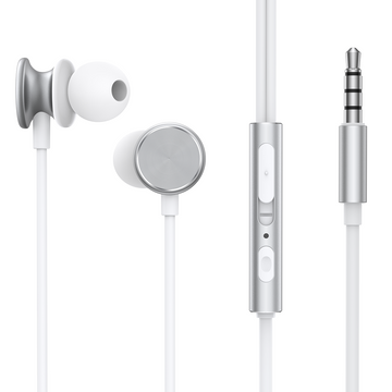 Casti cu Fir Joyroom JR-EW03, In Ear, 3.5mm, 1.2m, Mic & Volume Key, HiFi - Argintiu
