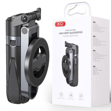 Suport Stand + Selfie XO SS22, Multifunction 4 in 1, Magnetic, Comenzi BT 5.2, Tripod - Negru