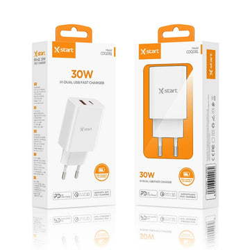 Incarcator Priza X-Start CDQ081, 1xUSB-C, PD30W, 1xUSB-A, QC3.0, SuperFast - Alb
