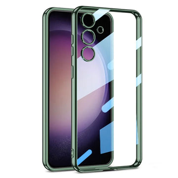 Husa Plating pentru Samsung S22 Ultra, Silicon Slim, Clear - Verde