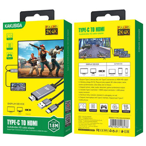 Adaptor Audio si Video Kaku KSC-557, USB-C la HDMI, 1.8m - Gri