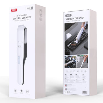 XO (CZ020) - Aspirator portabil, auto/casa, 5000mAh, motor cu perii, capacitate 150ml, filtru, White