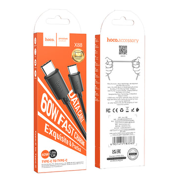 Cablu Date si Incarcare Hoco X88, USB-C, PD60W, QC3.0, 1m - Negru
