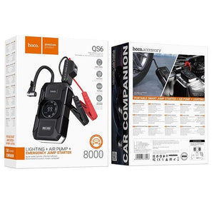 Baterie externa Jump Starter + Compresor Auto Hoco QS6, 8.000mAh - Negru