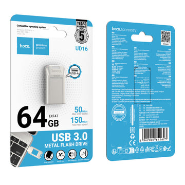 Stick Hoco UD16, Memory Stick, 64GB, USB-C 3.0, FastSpeed, Smart Drive - Gri