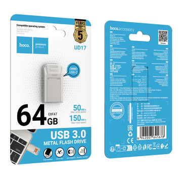 Stick Hoco UD17, Memory Stick, 64GB, USB-C 3.0, FastSpeed, Smart Drive - Gri