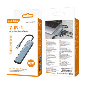 Hub USB Kaku KSC-1413, Date si Incarcare, USB-C la HDMI, SD Reader, 7 in 1 - Gri