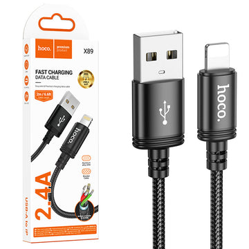 Cablu Date si Incarcare Hoco X89, USB-A la Lightning, QC, 2m - Negru
