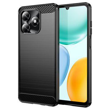 Husa Brush pentru Honor X5C Plus, TPU, Metall Look - Negru