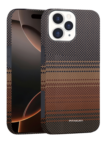 Husa Aramid PTK pentru iPhone 16, Kevlar Fiber, cu MagSafe - Sunset galben