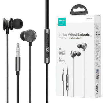 Casti cu Fir Joyroom JR-EW03, In Ear, 3.5mm, 1.2m, Mic & Volume Key, HiFi - Gri