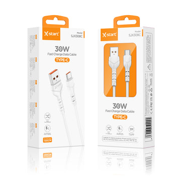 Cablu Date si Incarcare X-Start SJX308C, USB-A la USB-C, 3A, 30W, 1m - Alb